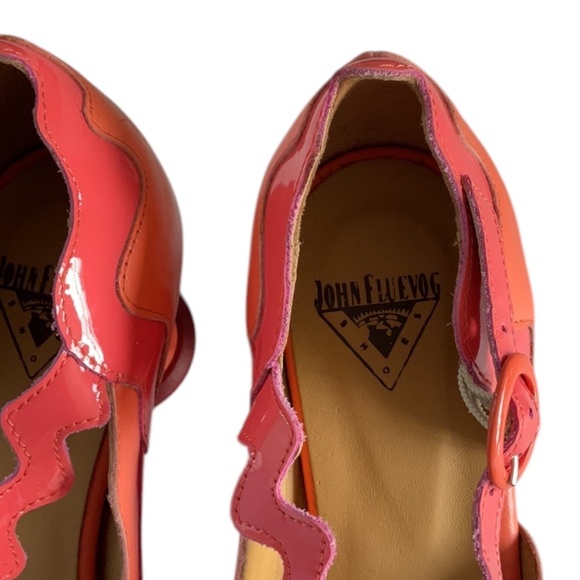 John Fluevog FAIRWAY TRIVIALIS WAVY MARY JANE Shoes Pink Orange, size 7.5 - Picture 9 of 16